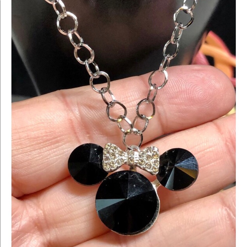 💕🐭black mouse ear charm bracelet handmade link chain style stainless steel